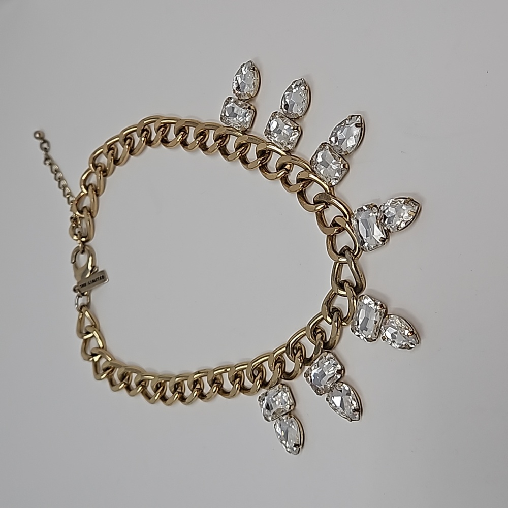 The Limited Gold Tone Curb Chain Statement Necklace Rhinestones